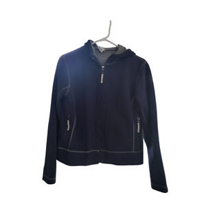 Old Navy Navy & Gray Fleece Jogger Jacket with Zipper Pockets - Medium